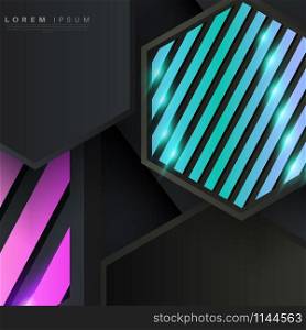 abstract vector background . gray hexagon with shadow and light.Vector Illustration For Wallpaper, Banner, Background, Card, landing page , etc