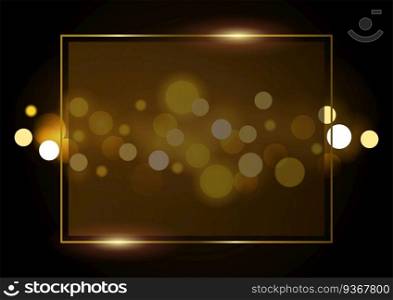 Abstract vector background of bokeh lights with golden frame in EPS10
