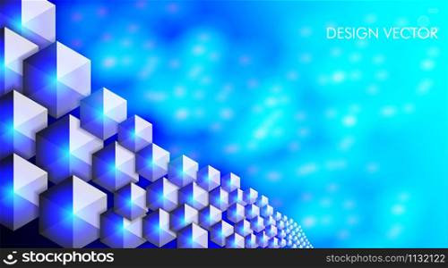 Abstract vector background of hexagon shapes and blue light bokeh