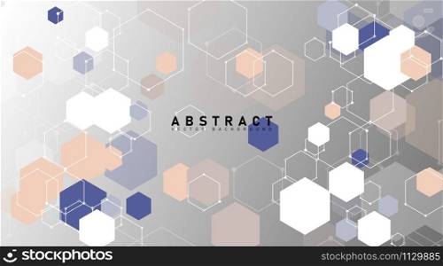 abstract vector background. overlapping shapes and hexagon lines. Vector Illustration For Wallpaper, Banner, Background, Card, Book Illustration, landing page