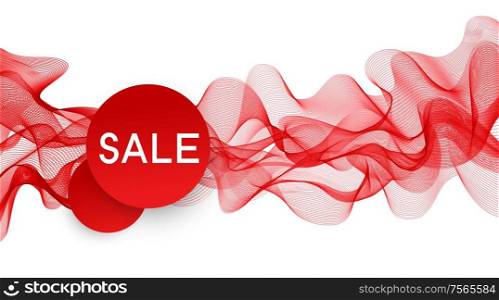 Abstract vector background, red color flow waved lines for brochure, website, flyer design. Transparent smooth wave. Sale concept. Abstract colorful vector background, color wave for design brochure, website, flyer.