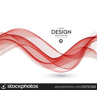 Abstract vector background, red waved lines for brochure, website, flyer design. Transparent wave. Science or technology design