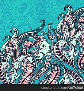 abstract vector background with colored vintage waves and swirls