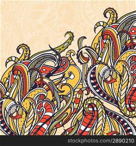 abstract vector background with colorful swirls and curls