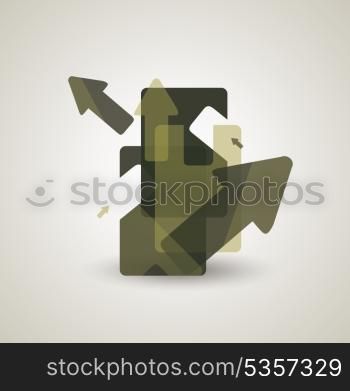Abstract vector background with colorful transparent arrows.