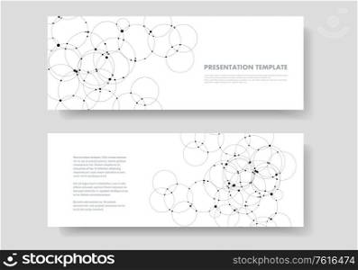 Abstract vector background with connection overlapping circles and dots. Science and technology concept design.. Abstract vector background with connection overlapping circles and dots. Science and technology concept design