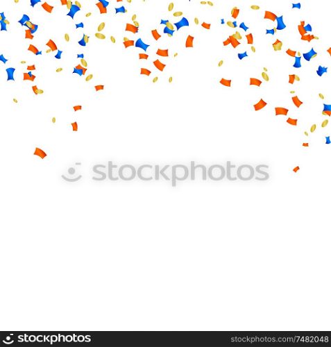Abstract vector background with multicolored confetti. Cartoon confetti on a white background. Stock vector illustration