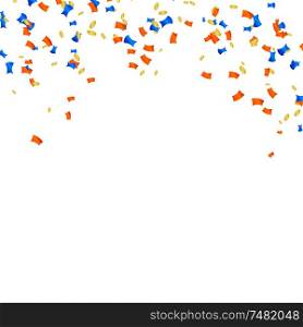 Abstract vector background with multicolored confetti. Cartoon confetti on a white background. Stock vector illustration