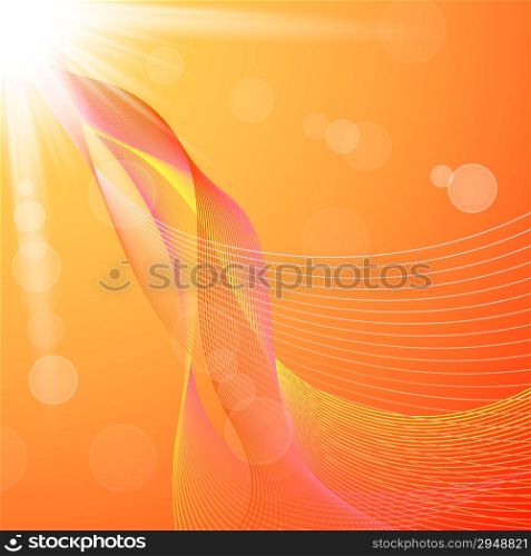 Abstract vector background with orange blended lines and flares