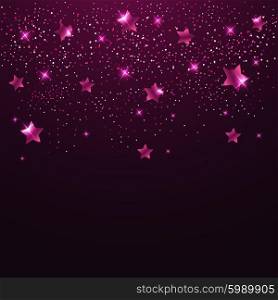 Abstract vector background with pink shining stars