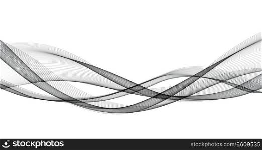 Abstract vector background with smooth black wave. Black wavy lines. Abstract vector background with black smooth wave.