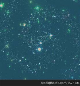 Abstract vector background with stars of distant galaxy. Illustration of deep space. Sparkles of stars and galaxies. Unknown part of cosmos somewhere far away from Earth.