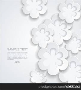 Abstract vector background with white sticker flowers.