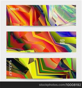 Abstract vector banner template. Diagonal geometric vibrant colored pattern. Polarized light in microscopic view crystal structure. Dynamic computer filtered multicolored artistic textured background