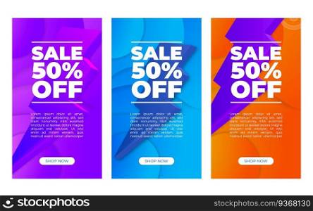Abstract vector banner vertical set with sale percents