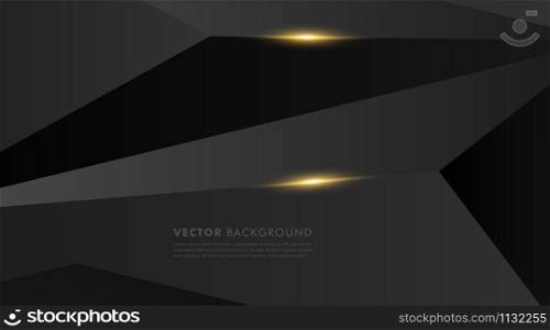 abstract vector black background. gray polygon background with gold light effect. Vector Illustration For Wallpaper, Banner, Background, Card, landing page , etc