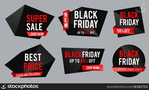 Abstract vector black friday sale lable tag set