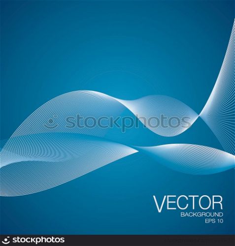 Abstract vector blue background with waves lines and empty space for your copy. EPS 10 vector illustration.