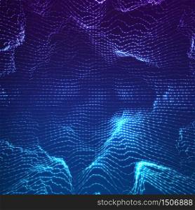 Abstract vector blue point mesh background. Futuristic technology style. Elegant background for business presentations. Flying debris. eps10