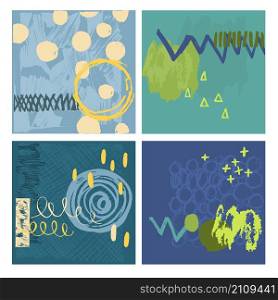 Abstract vector cards with hand drawn elements. Graphic Design for card, invitation, poster, cover.