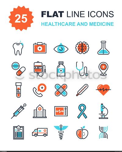 Abstract vector collection of flat line healthcare and medicine icons. Elements for mobile and web applications.. Healthcare and Medicine