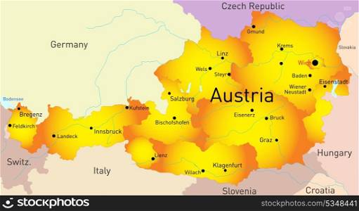 Abstract vector color map of Austria country