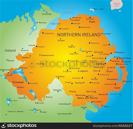 Abstract vector color map of Northern Ireland country