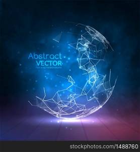 Abstract vector colorful sphere. Futuristic techno style. Trendy background for business presentations. Flying triangles.. Abstract vector colorful sphere. Futuristic techno style. Trendy background for business presentations. Flying triangles