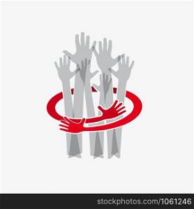 Abstract vector Colorful Teamwork. Make and protect a friendship. embrace hands