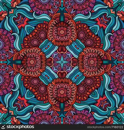 Abstract vector decorative ethnic floral colorful seamless pattern. Abstract vector decorative ethnic floral seamless pattern