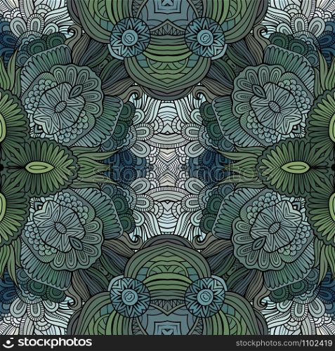 Abstract vector decorative ethnic floral colorful seamless pattern. Abstract vector ethnic floral seamless pattern