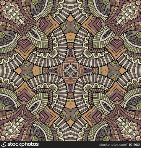 Abstract vector decorative ethnic hand drawn color vintage seamless pattern. Abstract vector decorative ethnic hand drawn color vintage seaml