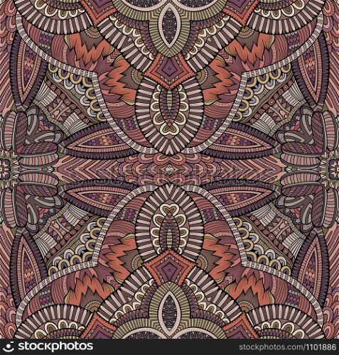 Abstract vector decorative ethnic hand drawn color vintage seamless pattern. Abstract vector tribal ethnic background