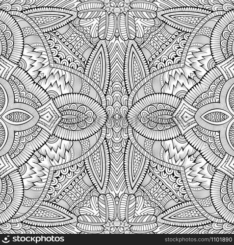 Abstract vector decorative ethnic hand drawn sketch vintage seamless pattern. Abstract vector tribal ethnic background