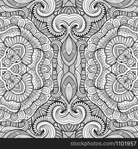 Abstract vector decorative ethnic hand drawn sketchy contour seamless pattern. Abstract vector decorative ethnic seamless pattern