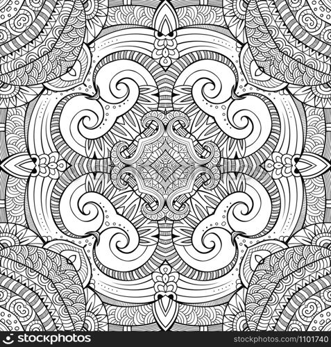 Abstract vector decorative ethnic hand drawn sketchy contour seamless pattern. Abstract vector ethnic sketchy background