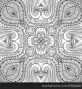 Abstract vector decorative ethnic hand drawn sketchy contour seamless pattern. Abstract vector ethnic sketchy background