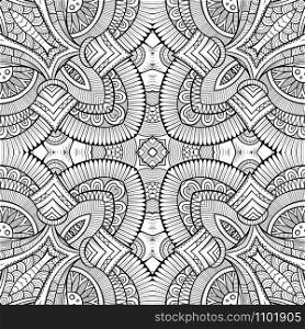 Abstract vector decorative ethnic hand drawn sketchy contour seamless pattern. Abstract vector tribal ethnic background