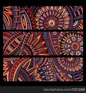 Abstract vector decorative ethnic pattern cards set. Abstract vector ethnic pattern cards set