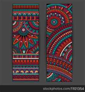 Abstract vector decorative ethnic pattern cards set. Abstract vector ethnic pattern cards set