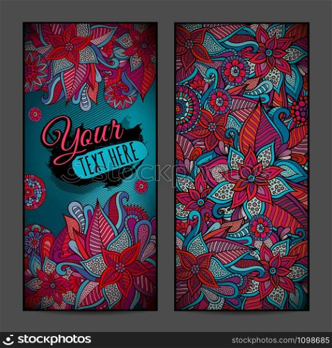 Abstract vector decorative floral vertical backgrounds. Series of image. Template frame design for card.. Abstract vector decorative floral vertical backgrounds