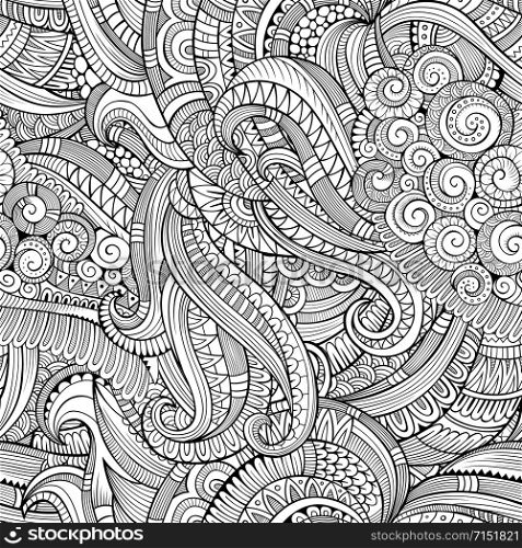 Abstract vector decorative hand drawn nature floral ornamental sketchy ethnic seamless pattern. Can be used for wallpaper, pattern fills, web page background, surface textures. Abstract vector decorative hand drawn nature floral seamless pattern