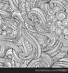 Abstract vector decorative hand drawn nature floral ornamental sketchy ethnic seamless pattern. Can be used for wallpaper, pattern fills, web page background, surface textures. Abstract vector decorative hand drawn nature floral seamless pattern