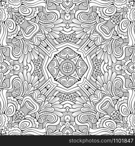 Abstract vector decorative nature ethnic hand drawn sketchy contour seamless pattern. Abstract vector decorative nature ethnic hand drawn pattern