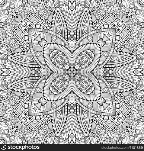 Abstract vector decorative nature ethnic hand drawn sketchy contour seamless pattern. Abstract vector decorative nature ethnic hand drawn pattern