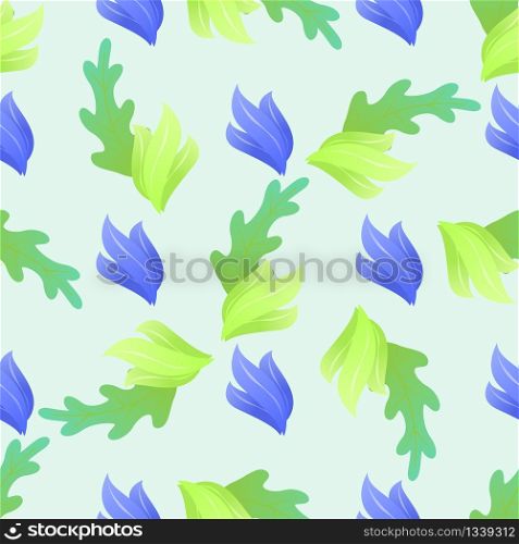 Abstract Vector Floral Seamless Pattern Background. Flat Illustration with Leaf Texture. Color Trees Foliage. Repeat Design. Summer Vacation, Holidays and Sales Theme. Advertising Organic Template. Abstract Vector Floral Seamless Pattern Background