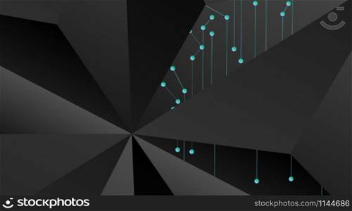 abstract vector geometric background. Dark gray vector polygonal template and blue line connected dots .Vector Illustration For Wallpaper, Banner, Background, Card, landing page , etc