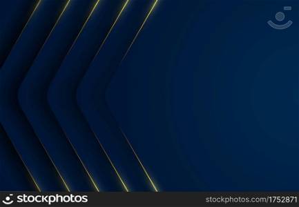 Abstract vector gradient dark blue with golden effect line template. Overlapping for new tech design copy space of text header background. illustration vector
