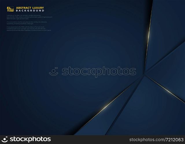 Abstract vector gradient dark blue with golden light line template. You can use for poster, luxury ad, presentation template, design artwork. illustration vector eps10