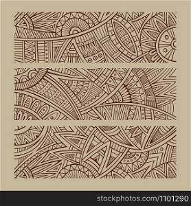Abstract vector hand drawn vintage ethnic banners. Abstract vector hand drawn ethnic banners